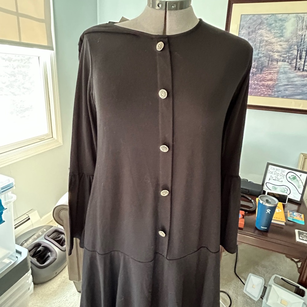 Black Button-Front accent top